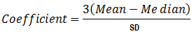 3 times (mean minus median), all divided by standard deviation.