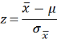 Sample mean minus population mean, all divided by standard error